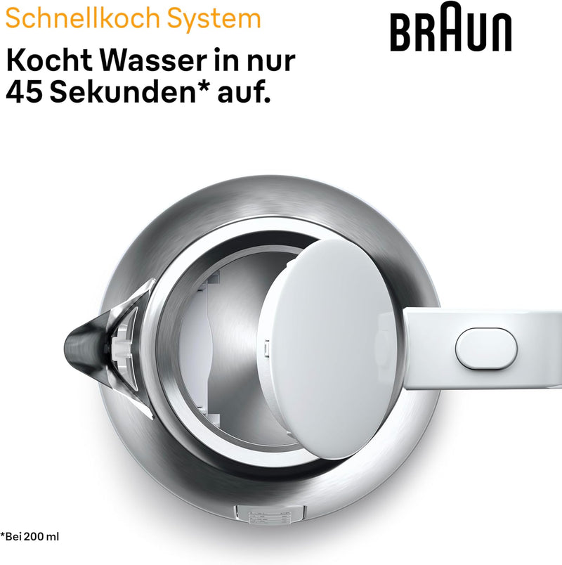 Braun PurShine Wasserkocher WK1500 WH – Teekocher mit 360° Basis, Abschaltautomatik, 1,7 L Füllmenge