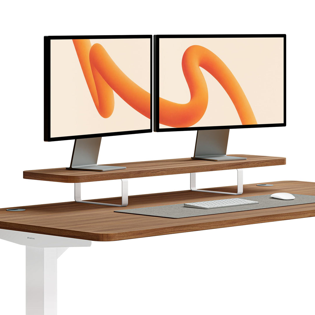 Desktronic Monitorstaender – Ergonomische Monitorerhoehung, 114 x 28 x 12,8 cm, 30 kg, 1-2 Monitore,