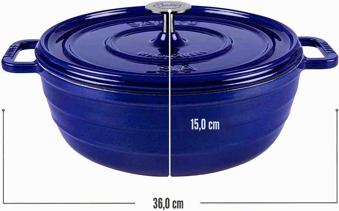 Sallys 'Ela' Deluxe Gusseisentopf - Robustes und Hochwertiges Kochjuwel für Perfektes Garen (Royal B