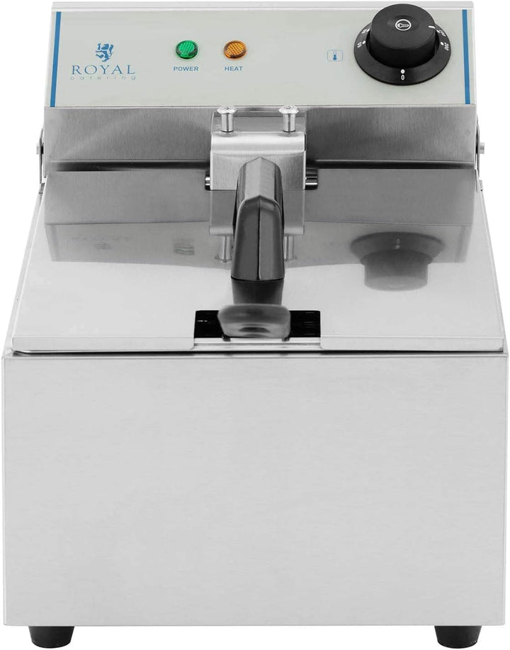 Royal Catering RCEF-10EY-ECO Fritteuse Edelstahl Elektro Fritteuse mit Korb 3200 W 10 Liter Max. Fül