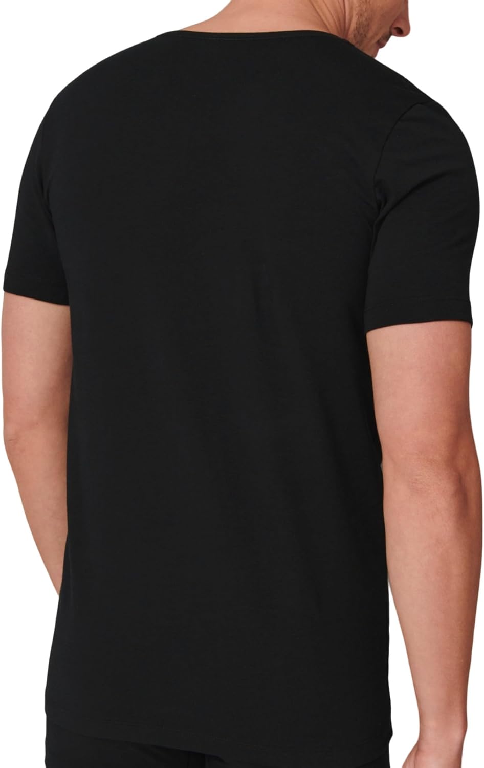 Schiesser Herren 2 PACK Unterhemd V-Ausschnitt mit Arm Bio Baumwolle - 95/5 Organic S Schwarz_173982