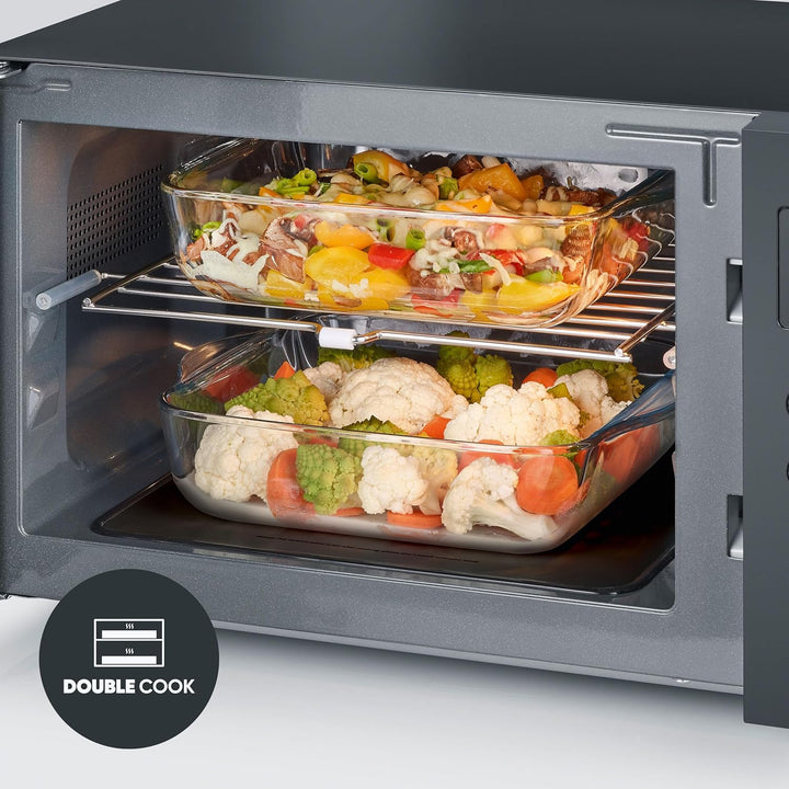 SEVERIN 2-in-1 Mikrowelle mit Glasboden und Grill, Mikrowellengerät zum Auftauen und Erhitzen, Mikro
