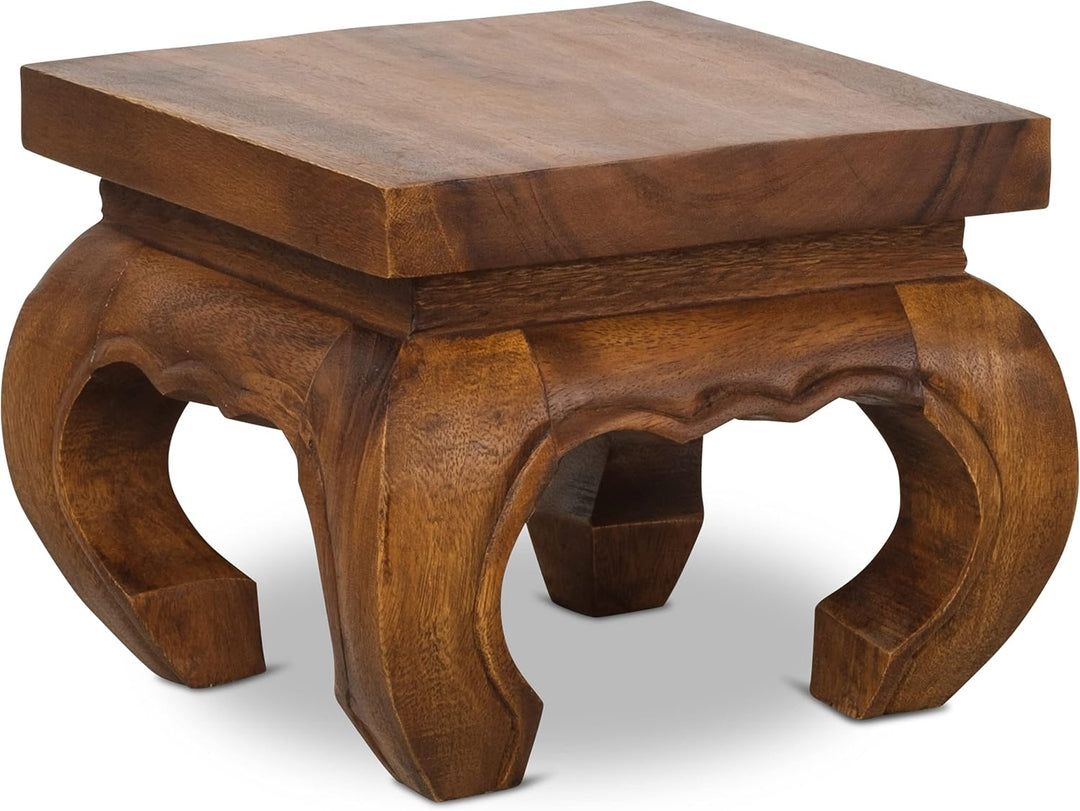 livasia Opiumtisch aus Massivholz – 24x24x20cm – Handgeschnitzter Beistelltisch Holz aus Thailand, N