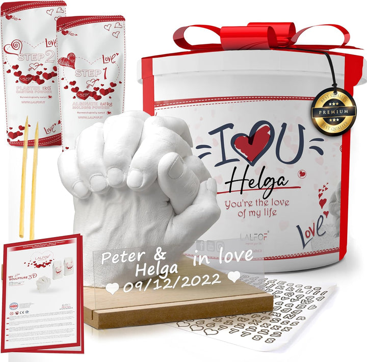 LALFOF 3d Handabdruck Set Für Paare Anpassbar mit NAME. Gips Handabdruck Set Paare mit Personalisier