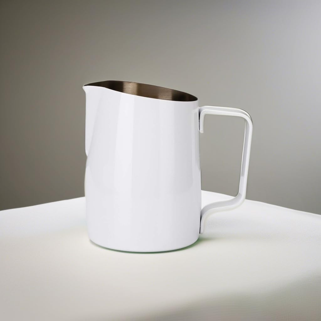 Dianoo Espresso-Milchaufschäumer, Milchkännchen, Edelstahl, für Kaffee-Latte-Kunst, 420 ml weiss, We