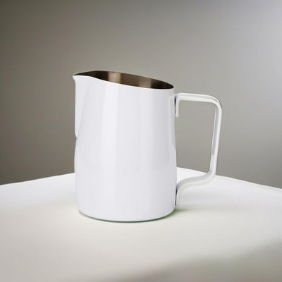 Dianoo Espresso-Milchaufschäumer, Milchkännchen, Edelstahl, für Kaffee-Latte-Kunst, 420 ml weiss, We