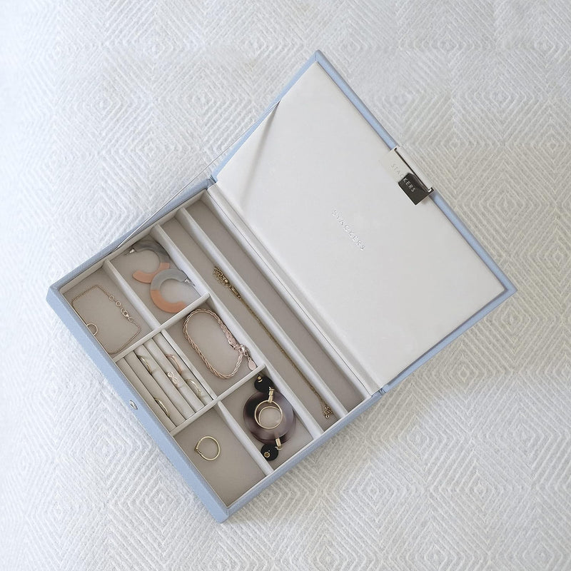 Stackers Dusky Blue Classic Medium Jewellery Box Set of 2, Dusky Blue