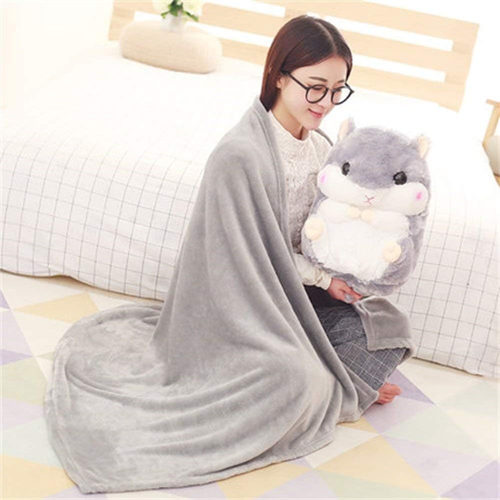 2 in 1 Hamster Kuscheltier Plüschtier Hamster Kissen mit Kuscheldecke Super Süsses Geschenk für Kind