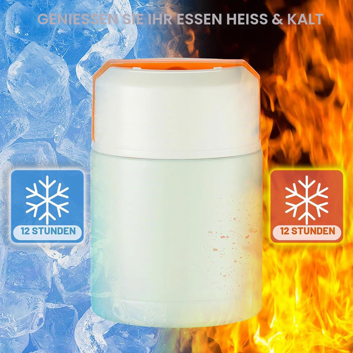 ParaCity Isolierbehälter für Essen 800ml, Vakuum-Warmhalter aus 316 Edelstahl, Breiwärmer Unterwegs