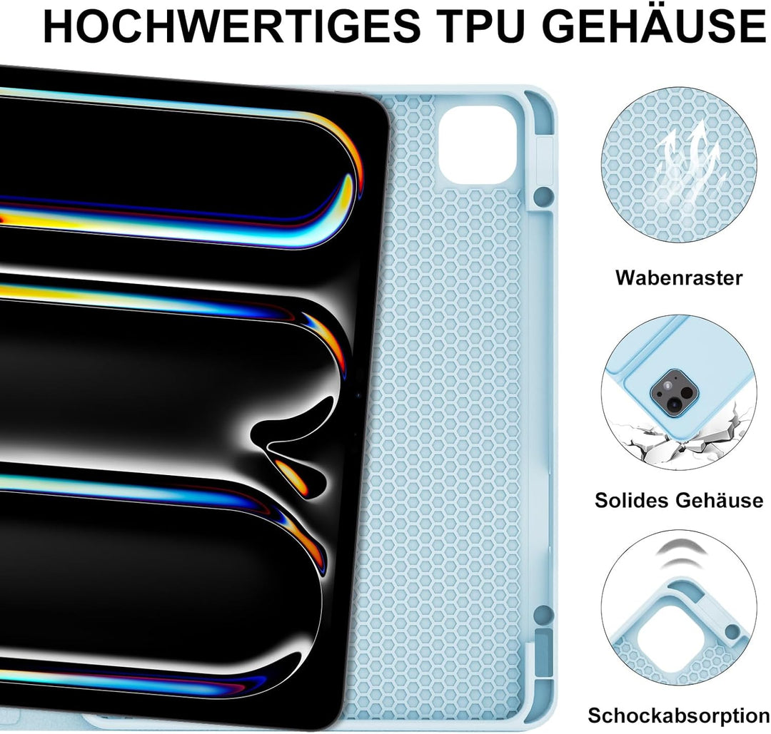 Tastatur für iPad Pro 13 Zoll M4 2024 Beleuchtete Tastatur Magnetisch Abnehmbarer Schutzhülle mit Bl