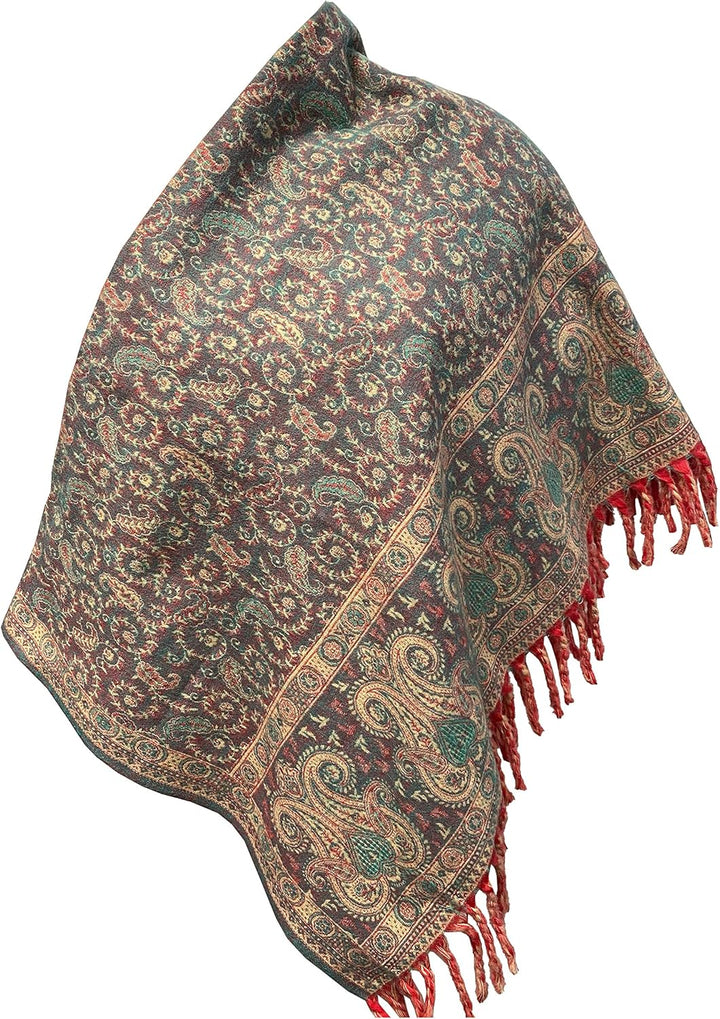 Winterschal aus reiner Yakwolle, hellviolett, beige, mit Blumenmuster, als Dekoration oder als Gesch