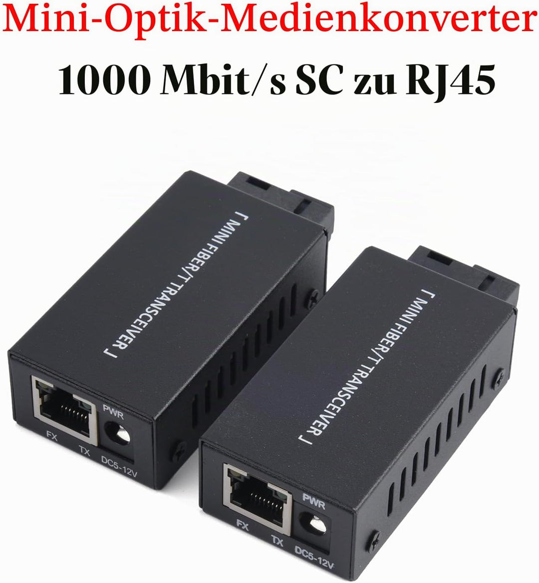 2 Stück Gigabit-Ethernet-Medienkonverter ,Gigabit-RJ-45-Anschluss, Gigabit-SC-Glasfaseranschluss, Er