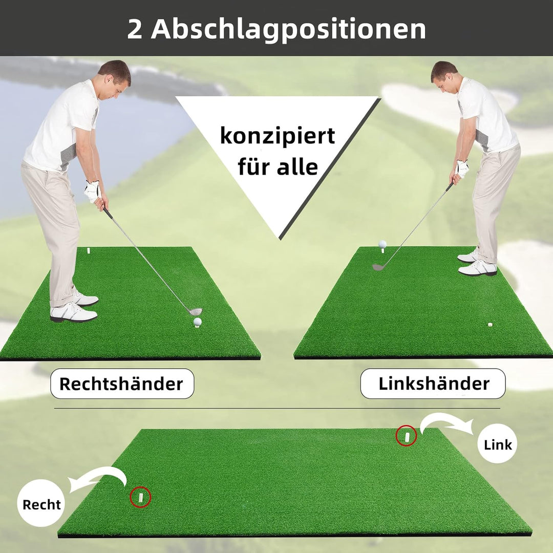 GYMAX Golf Abschlagmatte, 150 x 100 x 2,7 cm, Faltbare Golf Übungsmatte mit 2 Abschlagpositionen & 3