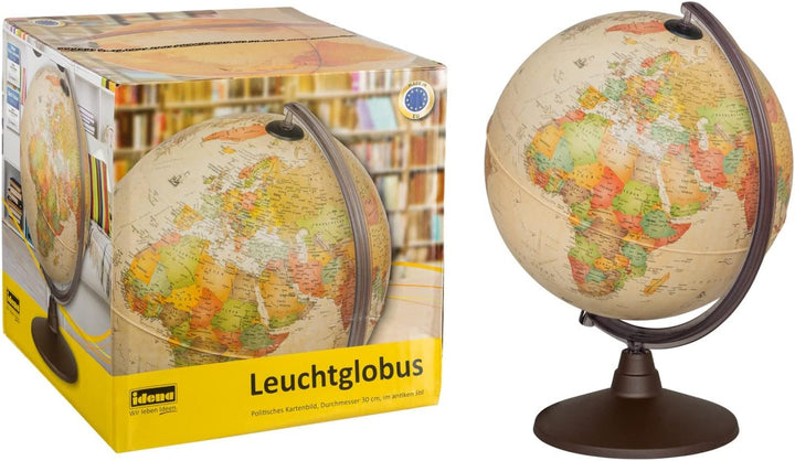 Idena 22904 - Leuchtglobus, im antiken Stil, mit LED Beleuchtung und Ein- und Ausschalter, Durchmess
