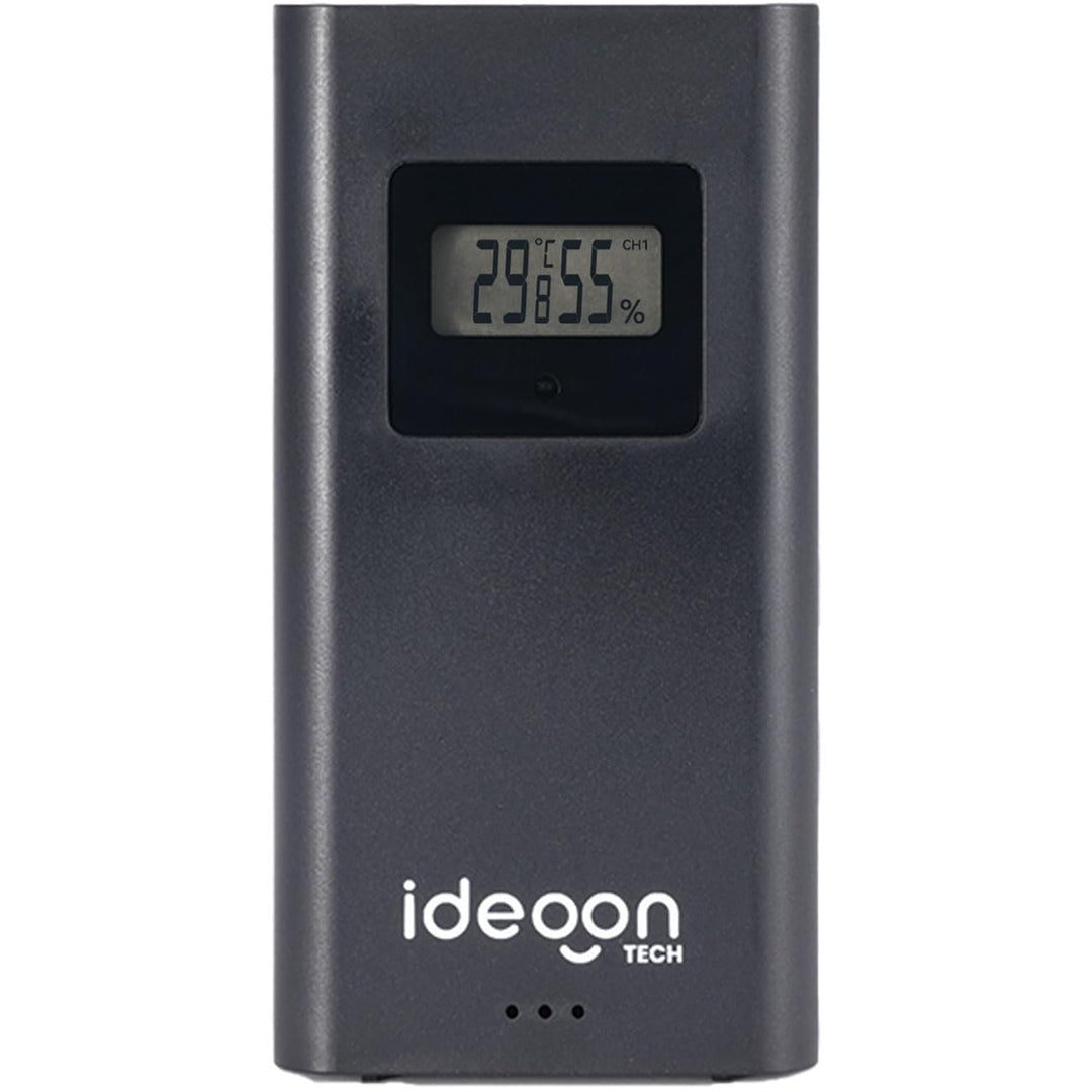 ideoon Moderne Funk-Wetterstation farbig: Rahmenloses LCD-Display für präzise Wetterprognose & Hygro
