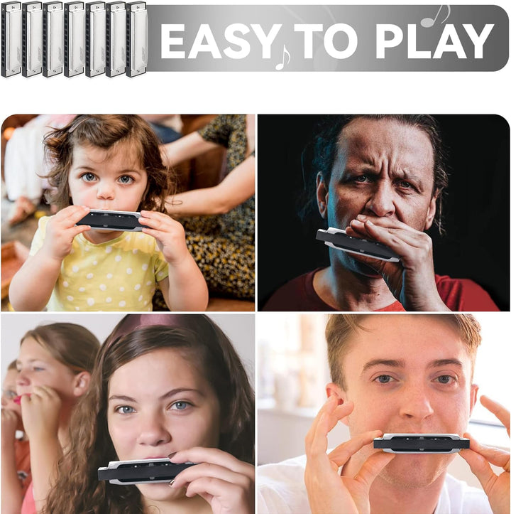 East Top 7 Tasten Mundharmonikaset verpackt, 7-Pack 10 Löcher 20 Töne Blues Diatonic Harmonica Für E