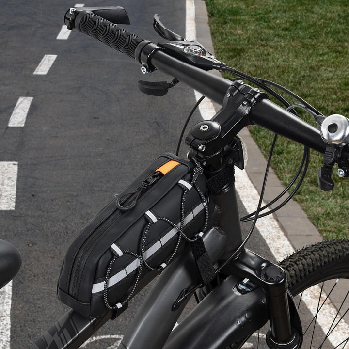 Fahrradrahmentasche, 1,2L Fahrrad Oberrohrtasche mit Reflexstreifen | Wasserabweisende Crossbar Fahr