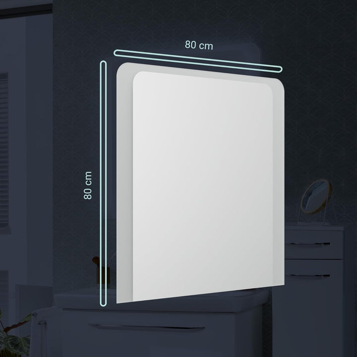 FACKELMANN LED Spiegel Milano 80 / Wandspiegel mit Design-LED-Beleuchtung/Masse (B x H x T): ca. 80