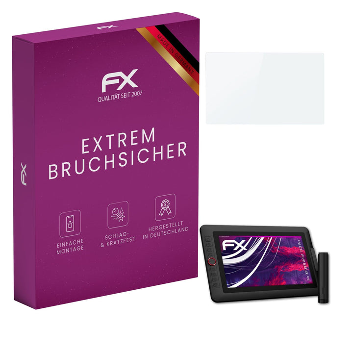 atFoliX Glasfolie kompatibel mit XP-PEN Artist 13.3 Pro Panzerfolie, 9H Hybrid-Glass FX Schutzpanzer