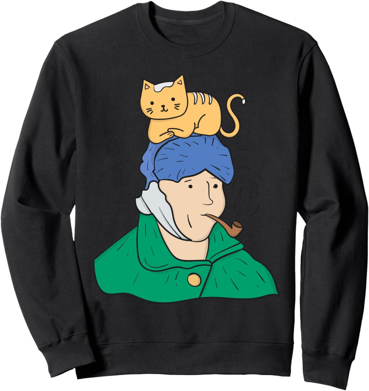 Komisch Katze Malerei Kunst Parodie Selbstporträt Ohr Sweatshirt