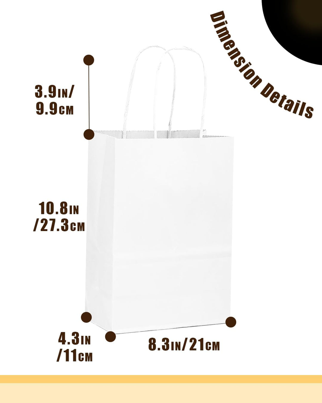 Gcardist 100-Packs weisse Geschenk-Taschen mit Griffen Bulk 11"x8.3"x4.3" Medium Size Paper Bags Mul
