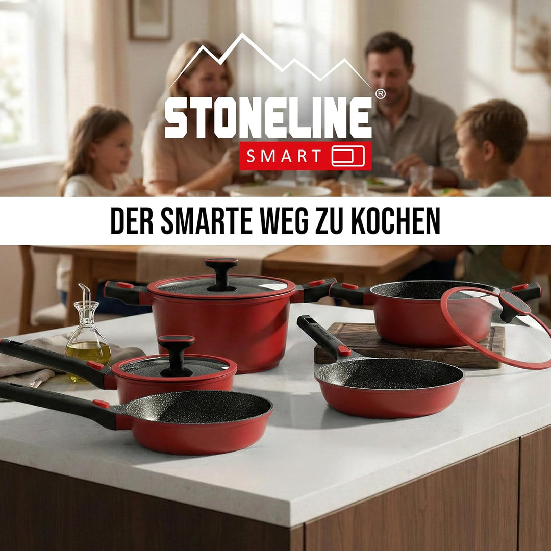 STONELINE SMART Bratpfanne 24 cm, Pfanne Aluguss, Abnehmbarem Griff, Pfanne Induktion, Alle Herdarte