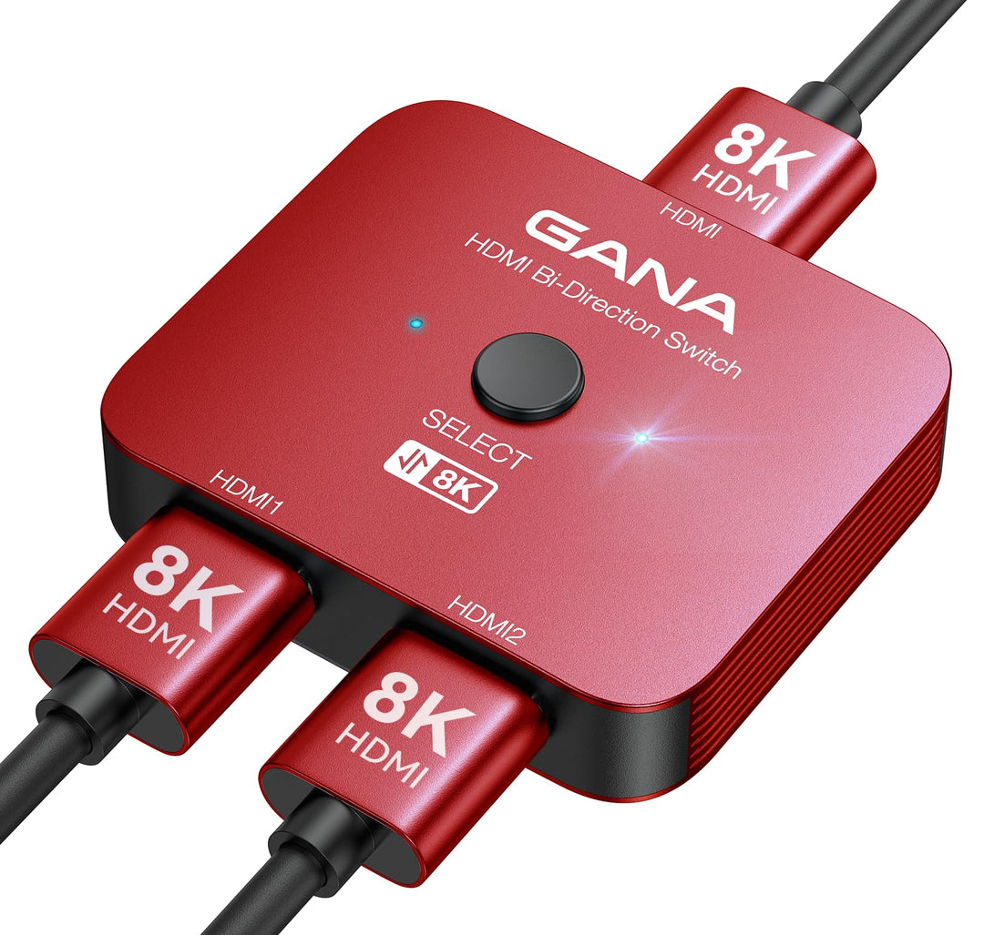 HDMI 2.1 Switch, GANA 8K HDMI Switcher Splitter 2 in 1 Out, unterstützt 4K @ 120Hz, 8K @ 60Hz, High