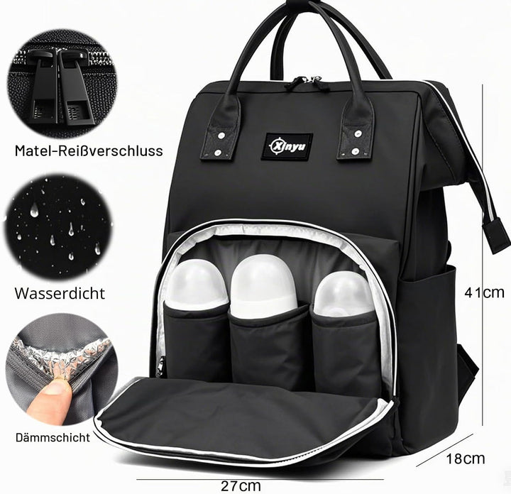 Bestele Baby Wickelrucksäcke, Wasserfester Windelrucksack mit Isolierten Fächern für Babys, Grosser