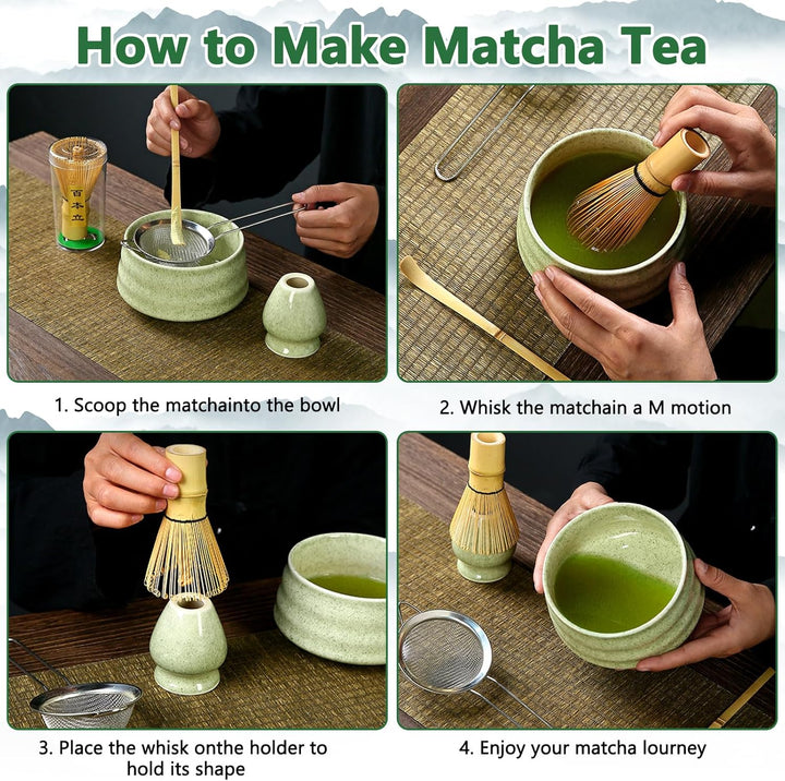 Matcha Set, 8 Stück Matcha Besen Set, Matcha Tea Set,Stylisches Matcha Set, Matcha Schale, Chasen, M