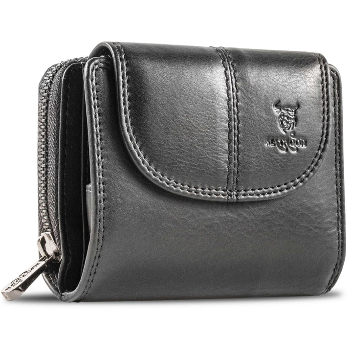 MATADOR Echt Leder Damen Geldbörse TüV Geprüfter RFID/NFC Schutz Brieftasche Frauen Kompakt Grösse P