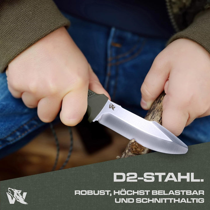 ODENWOLF W-KIDS – Schnitzmesser für Kinder mit süssem Kindermesser-Führerschein – Outdoor Messer Set
