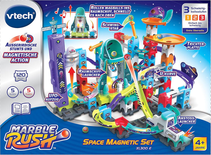 VTech Marble Rush - Space Magnetic Set XL300 E – Interaktive Murmelbahn mit spannenden Bahnelementen