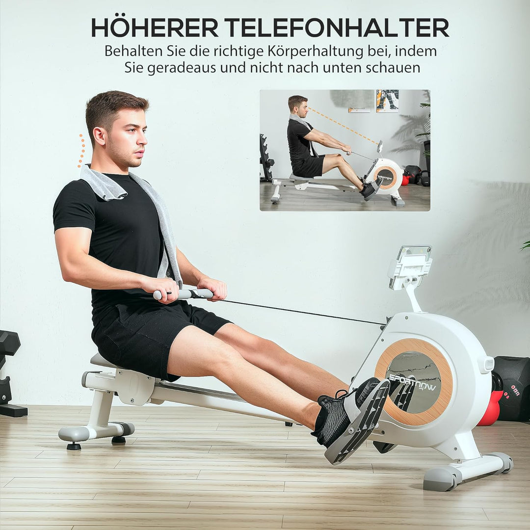 SPORTNOW Rudergerät für Zuhause, Leises Magnetisches Rudergerät mit 16 Widerstandsstufen, LCD-Monito