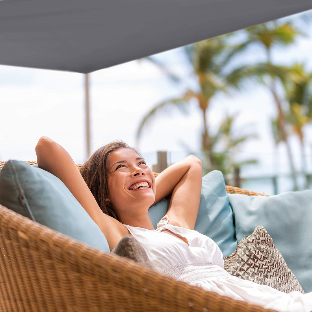 Relaxdays Sonnensegel rechteckig, wasserabweisend, UV-beständig, mit Spannseilen, Terrasse, Balkon,