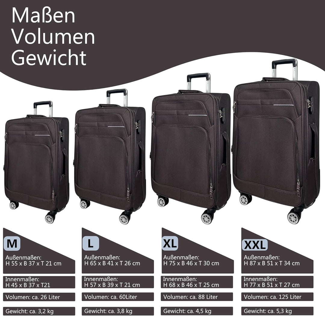 MY TRAVEL BAG Stoff Reisekoffer Trolley Erweiterbar mit Zwillingsrollen (M/L/XL/XXL oder 4er Set) We