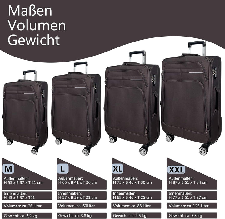 MY TRAVEL BAG Stoff Reisekoffer Trolley Erweiterbar mit Zwillingsrollen (M/L/XL/XXL oder 4er Set) We