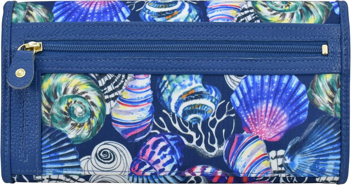 Anuschka Faltenbörse mit RFID Schutz - Wanderlust Kollektion - Nylonstoff mit Leder Trim und Kunstdr