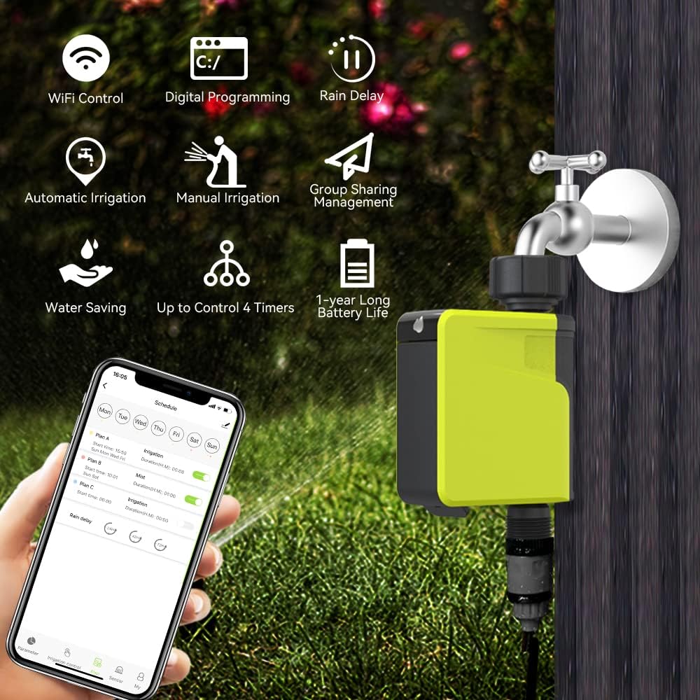 Smart Bewässerungscomputer WLAN 2,4 GHz mit 1 Ausgängen Bewässerungssystem für Rasen & Garten TTV107