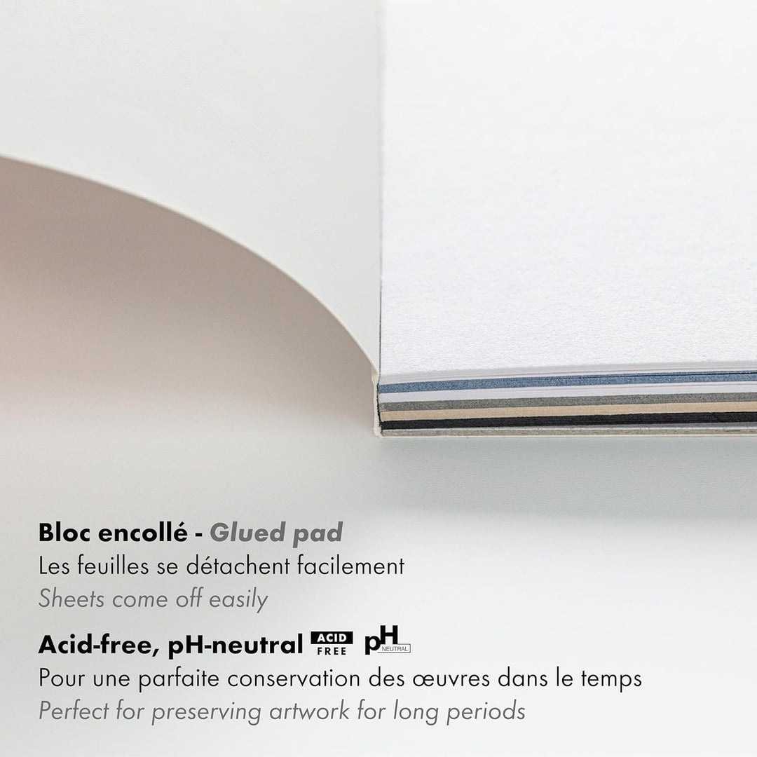 Clairefontaine 975410C - Packung mit 4 Blöcken Paint´ON DIN A4, kopfseitig geleimt, 24 Blatt, 250g,