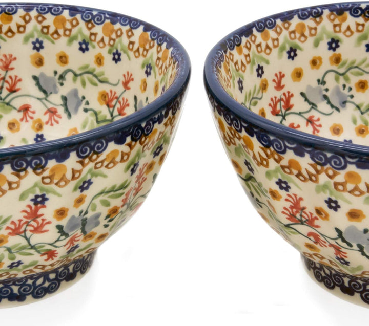 Bunzlauer Mehrzweckschalen 13,5 cm geriffelt im Set zu 2 Stück (Dekor Florac), Dekor Florac