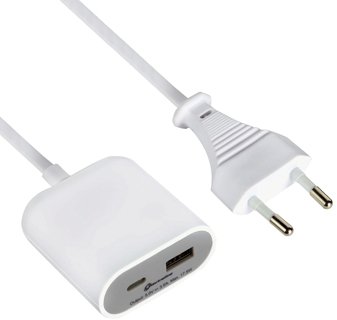 Electraline 62653 62563 elektrisches Verlängerungskabel 1,5 m/Reiseadapter/Tragbares Schnellladegerä