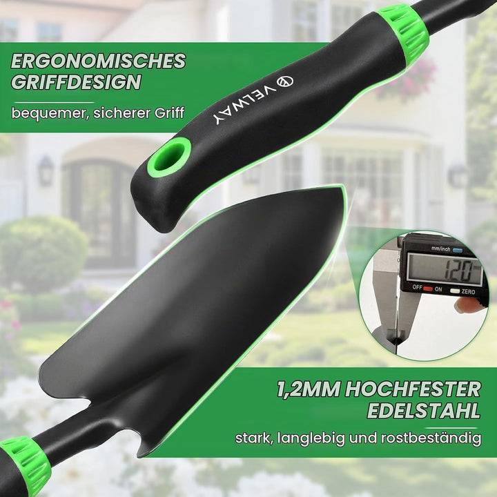 Velway Gartenwerkzeug Set 11 Stück - Gartengeräte aus Edelstahl, Robuste Handwerkzeuge mit ergonomis
