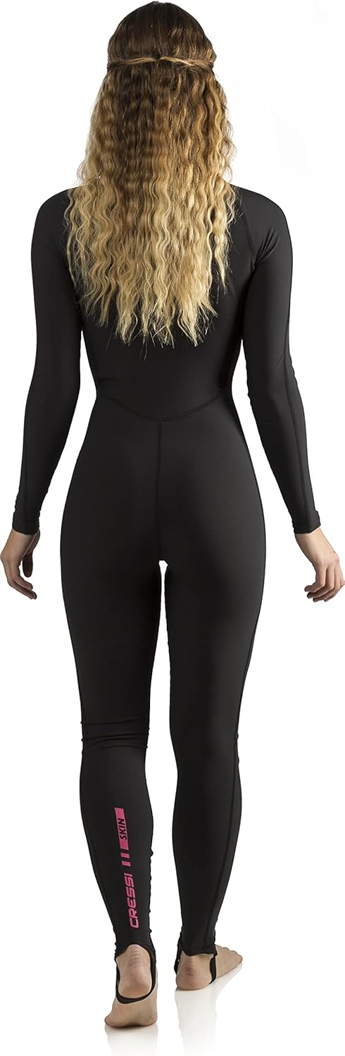 Cressi Skin 1mm - Superelastischen Anzug aus 86% Polyester / 14% Elasthan Schwarz/Rosa 4/L, Schwarz/