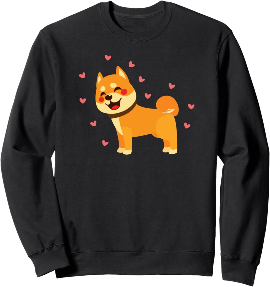 Niedlicher Shiba Inu Hund mit Herzen Sweatshirt