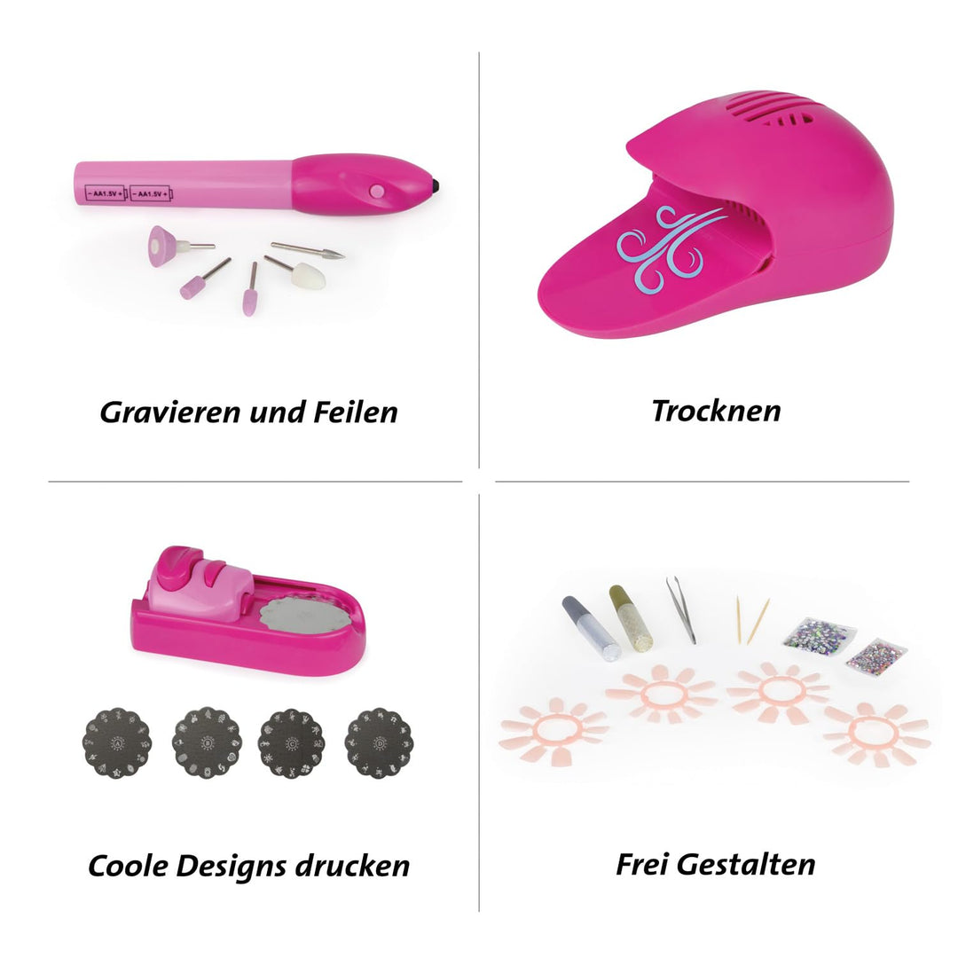 Lena 42654 42654EC Super Mani Pedi Nail Salon, 4 in 1 Nagelstudio für Kinderhände, Komplettset zum V