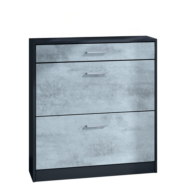 Schuhschrank Roma Schmal mit 2 Klappen und 1 Schublade, Platzsparender Schuhkipper Flurschrank für D