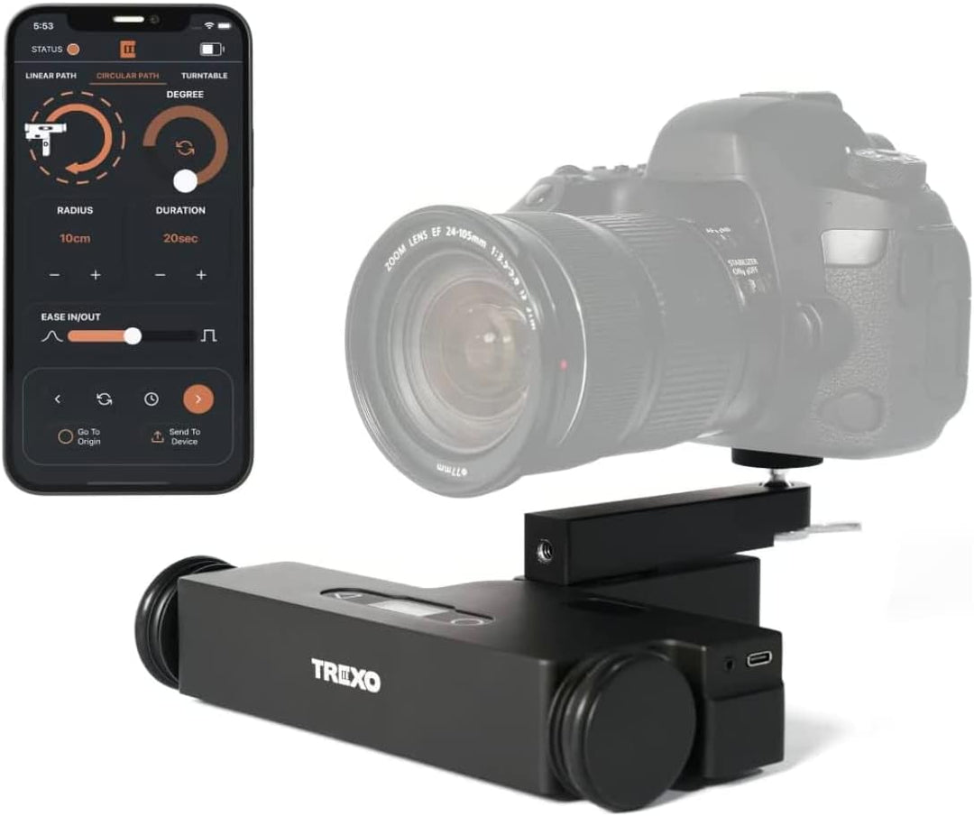Trexo Wheels Image Processing Table Top Dolly Camera, Slider for Smartphones and DSLR Cameras, APP S