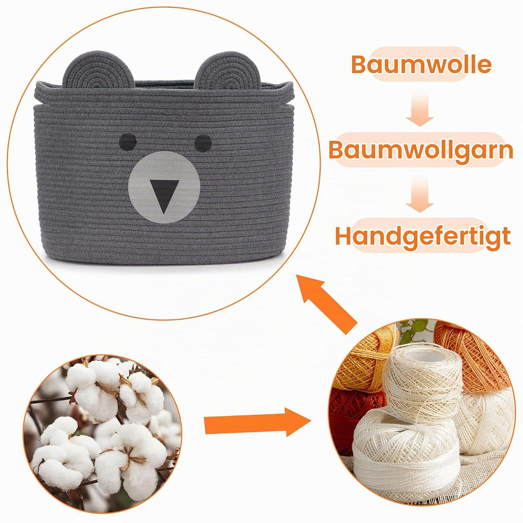 Aufbewahrungskorb Kinder aus Baumwolle für Spielzeug und Wäsche, Wäschekorb und Spielzeugkorb in ein