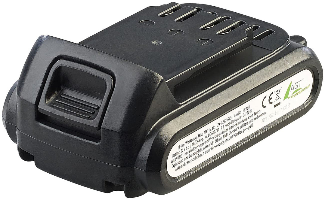 AGT Professional Akkus: Li-Ion-Werkzeug-Akku AW-18.ak, 1.300 mAh / 20 Volt (Ersatz Akku, Li-Ion-Werk