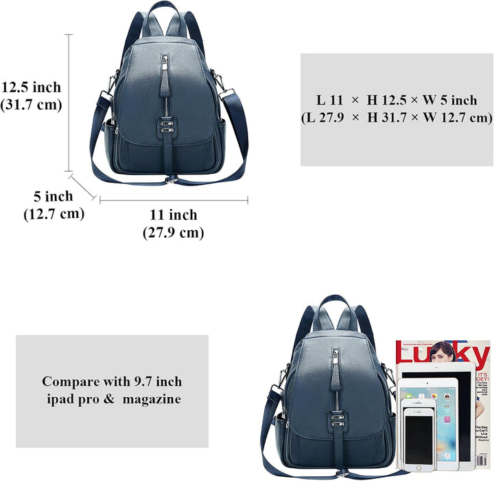 ALTOSY Echtes Leder Rucksack Geldbörse für Frauen Wandelbare Umhängetasche mit Schnalle Klappe Indig